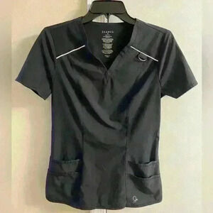 Jaanuu scrub top black women with pockets v neck. XS
